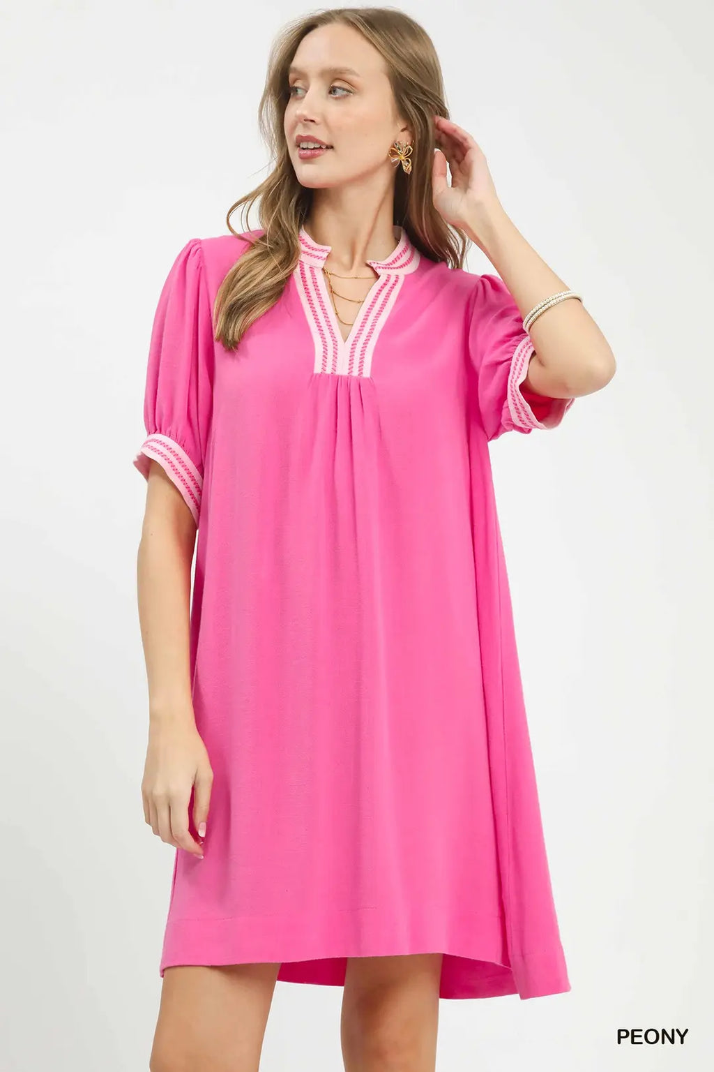 Peony Puff Sleeve Shift Dress