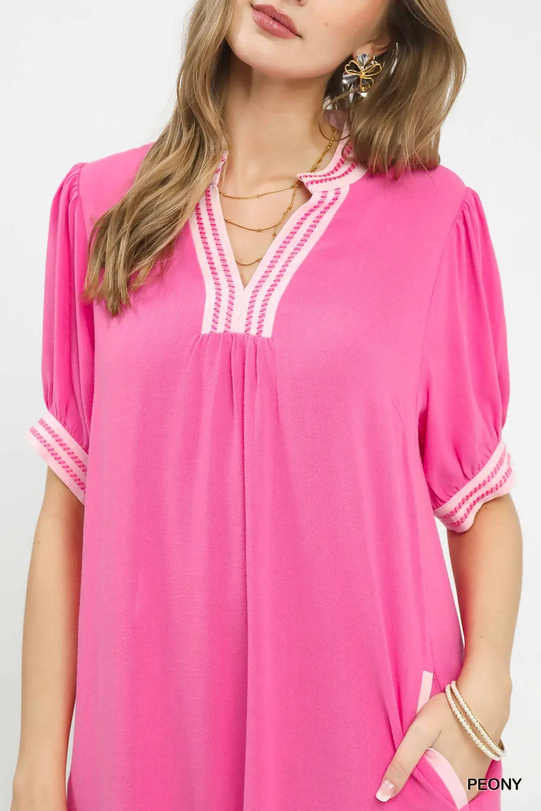Peony Puff Sleeve Shift Dress