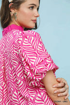 Puff Sleeve Ruffle Neck Top