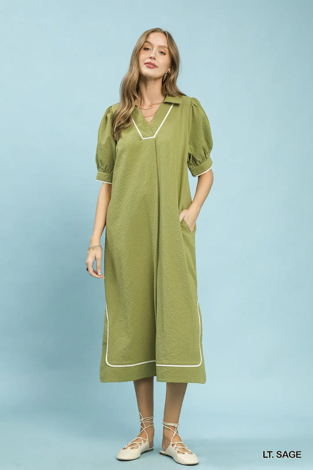 Seersucker Midi Dress