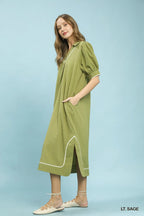 Seersucker Midi Dress