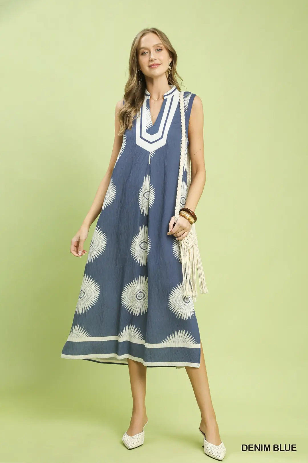 Sleeveless Geometric Midi Dress