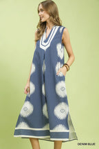 Sleeveless Geometric Midi Dress