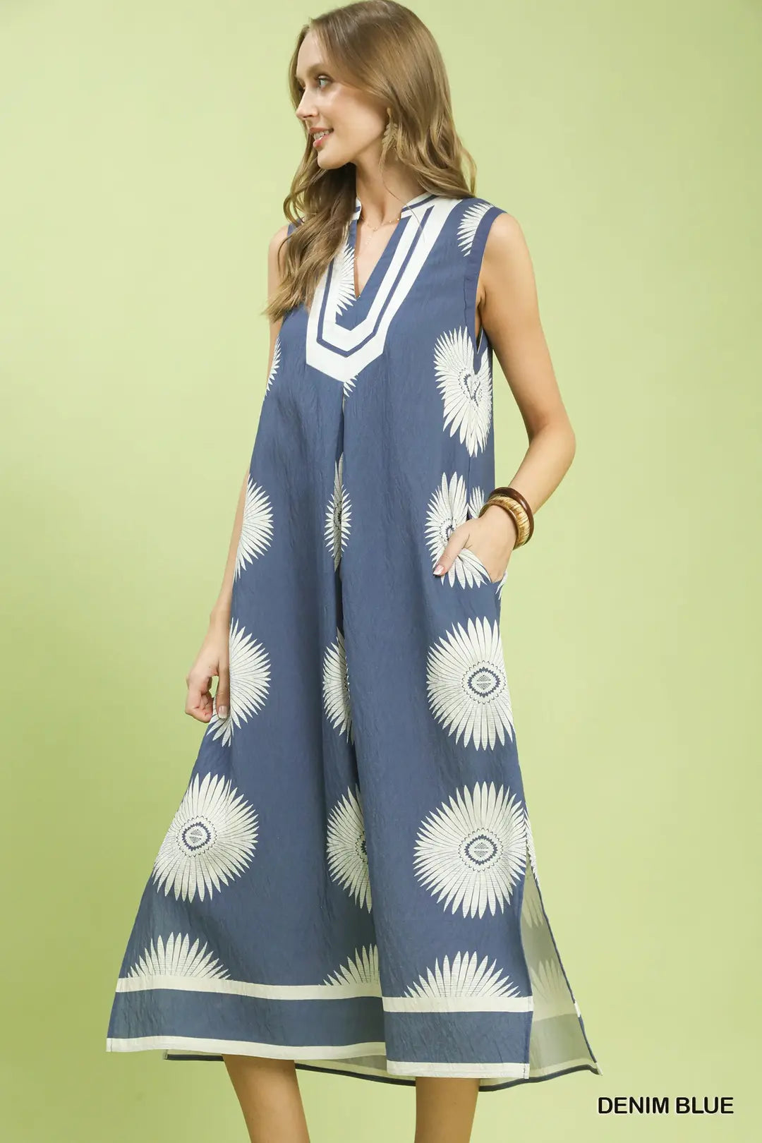Sleeveless Geometric Midi Dress