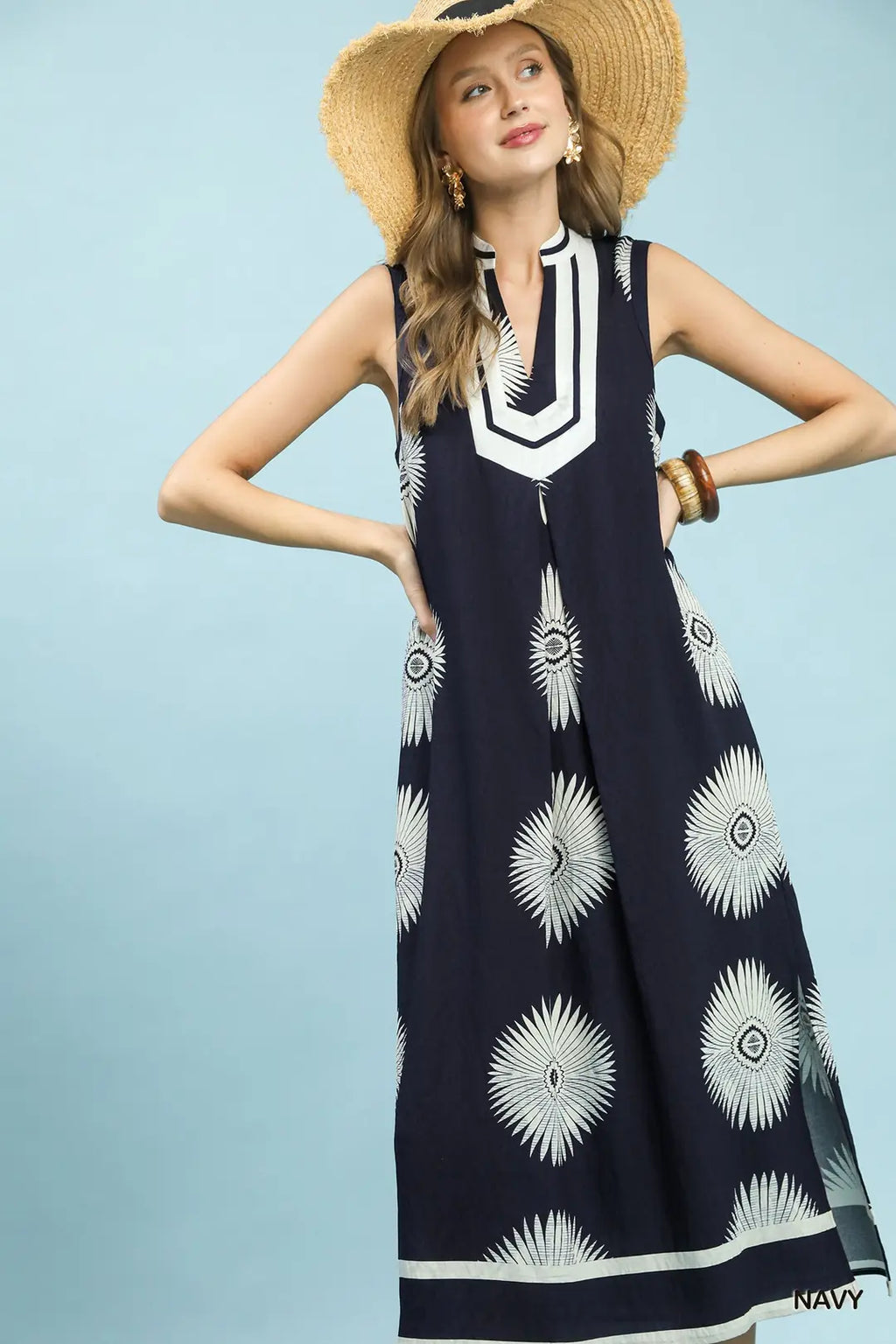 Sleeveless Geometric Midi Dress