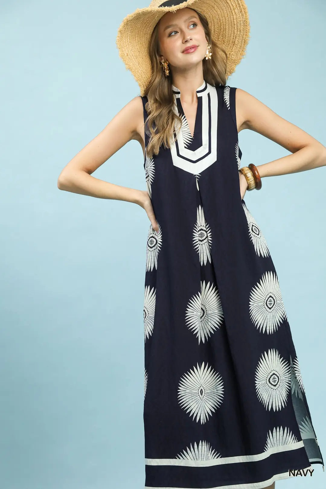 Sleeveless Geometric Midi Dress