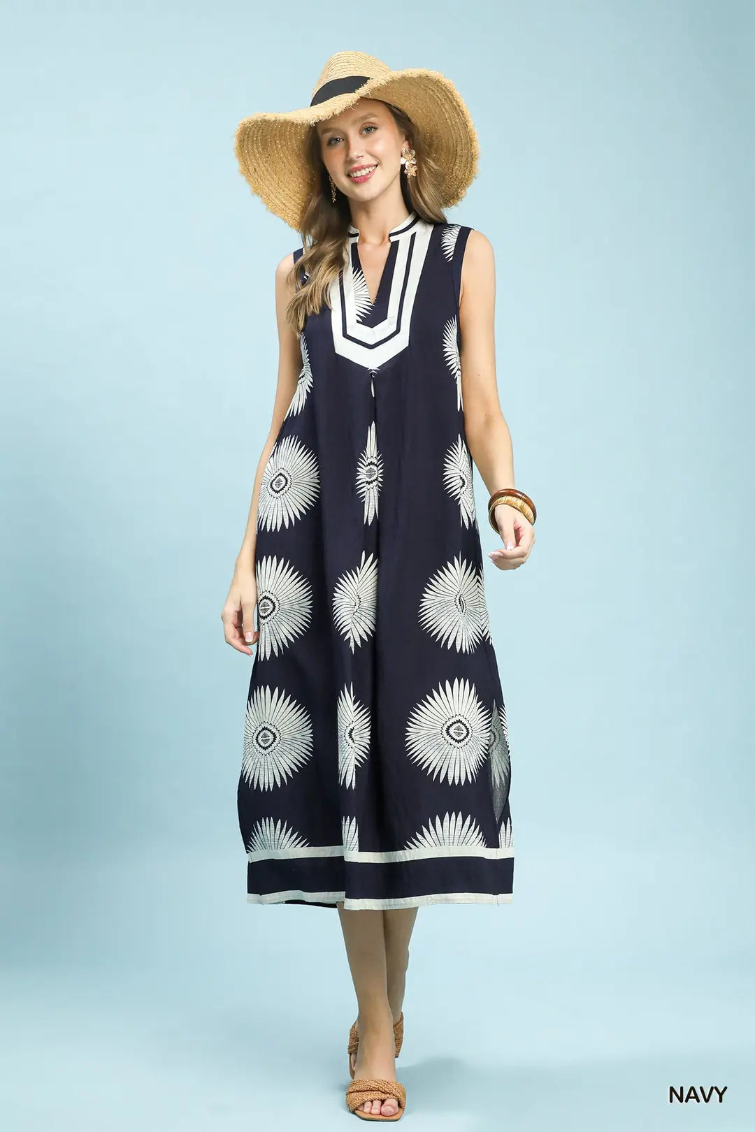 Sleeveless Geometric Midi Dress