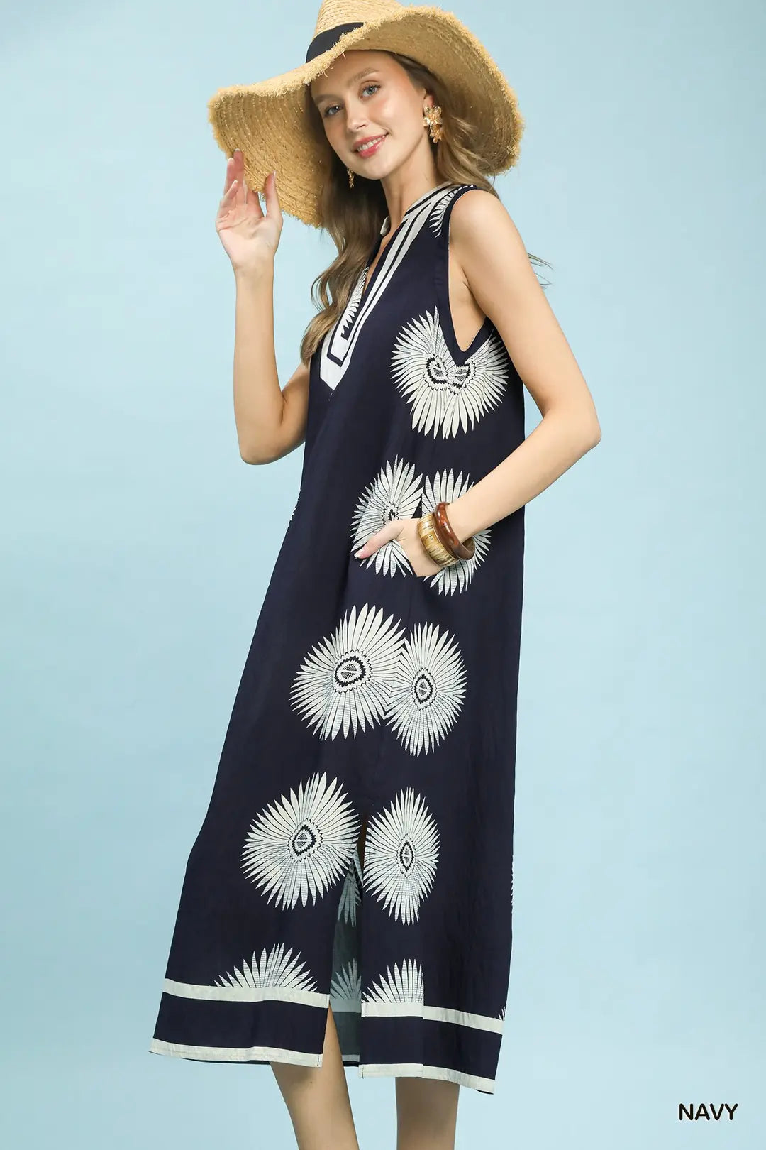 Sleeveless Geometric Midi Dress