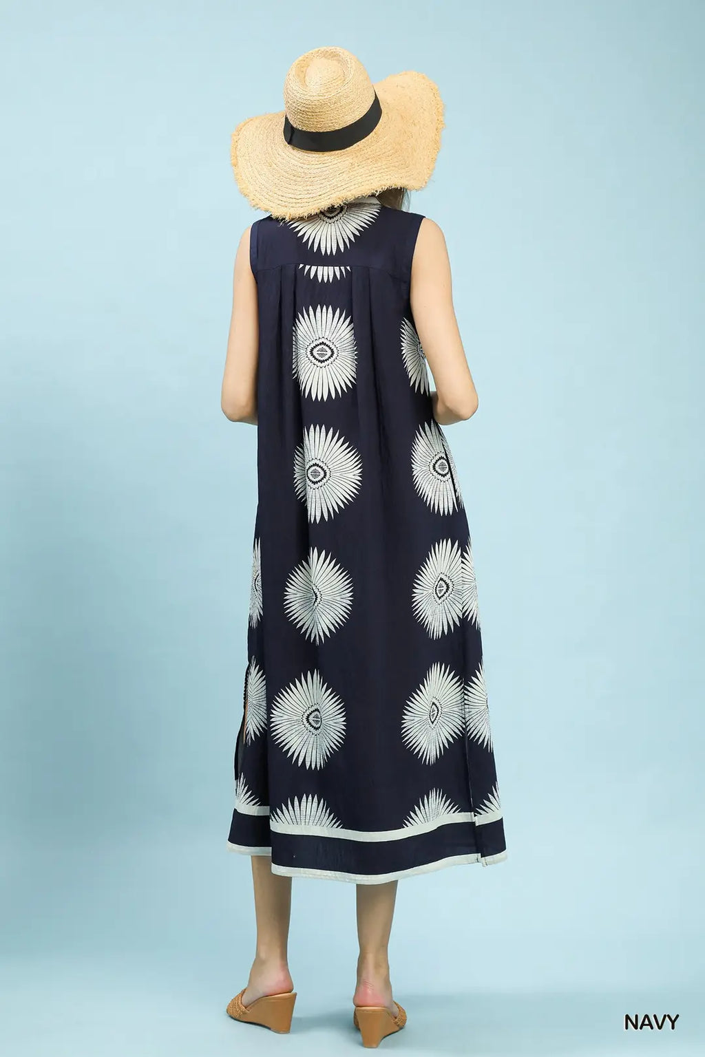 Sleeveless Geometric Midi Dress