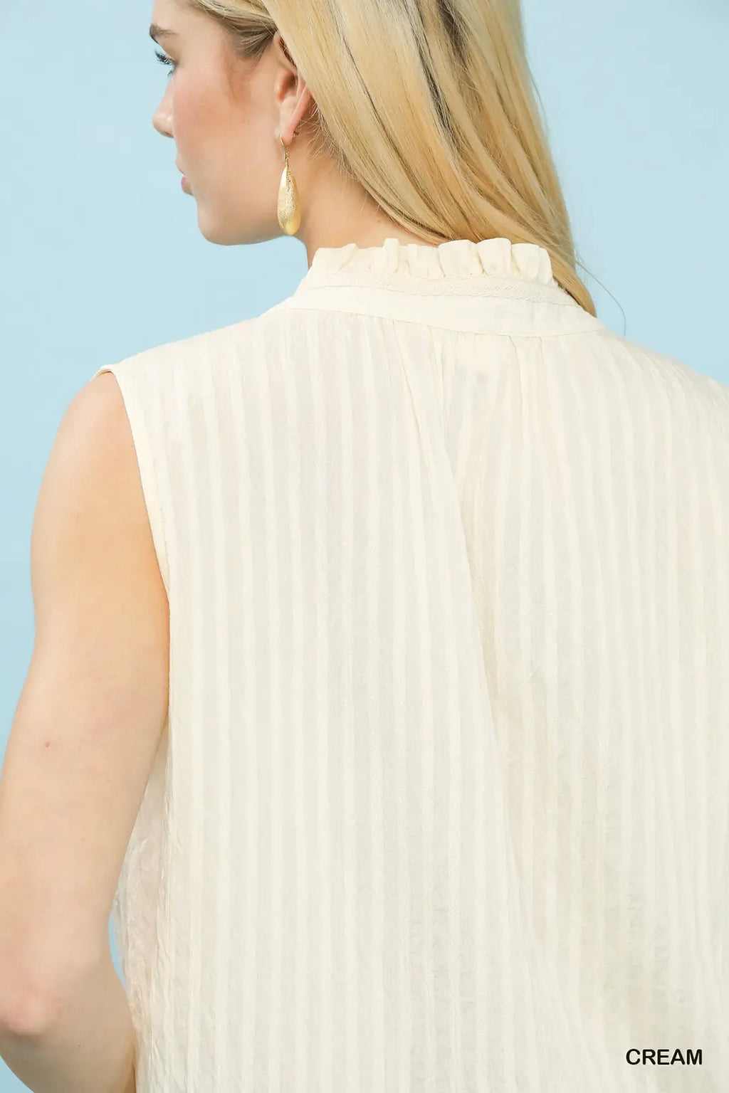 Sleeveless Textured Split Neck Top