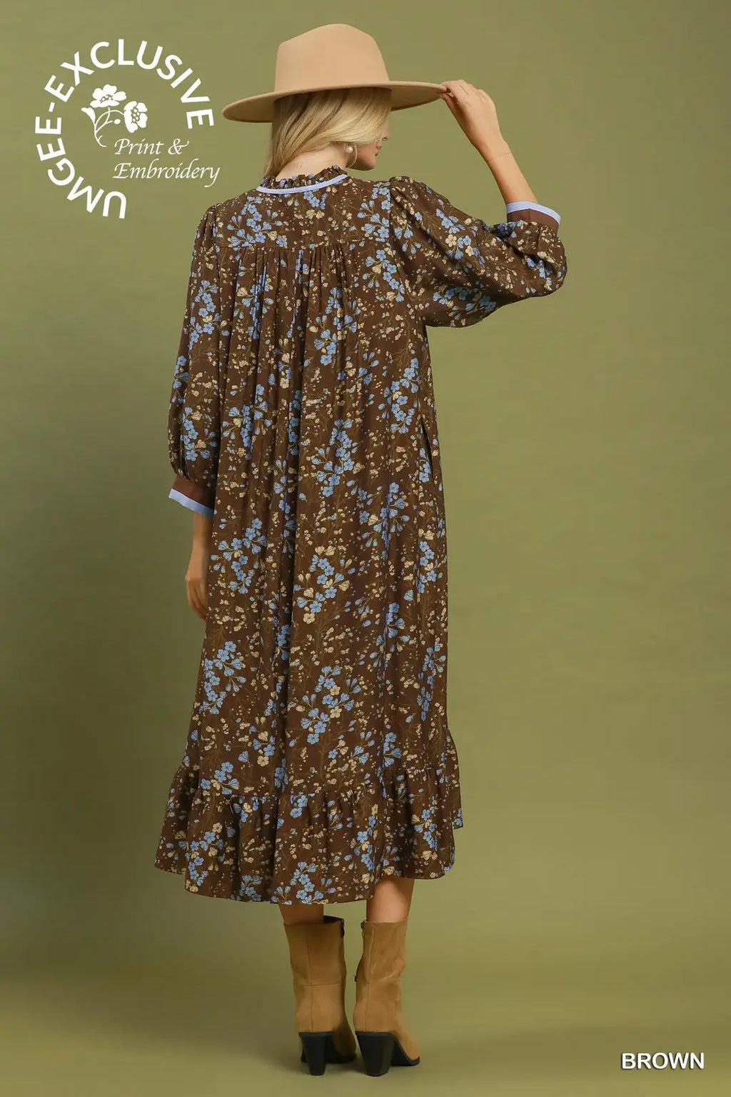 Floral Print Contrast Trim Maxi Dress