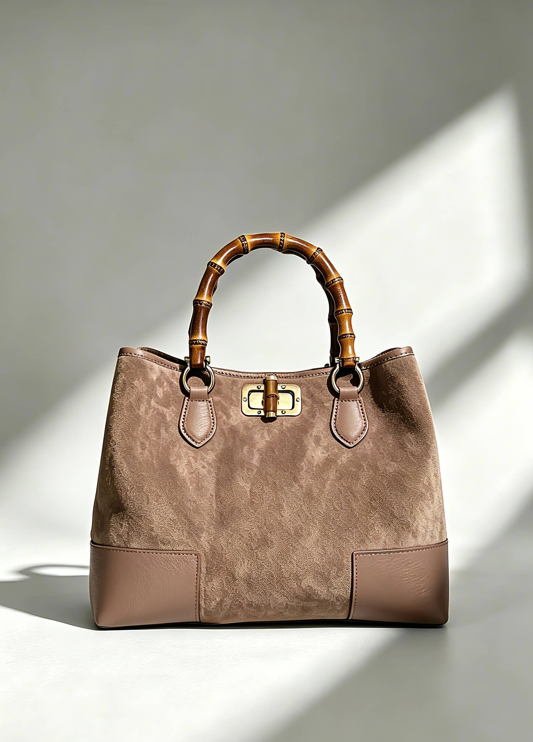 Large Handbag in Genuine Suede and Dollaro Leather