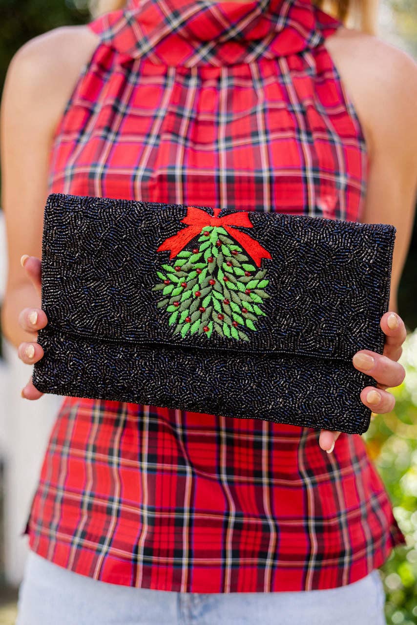 Black Mistletoe - Beaded Clutch - WS