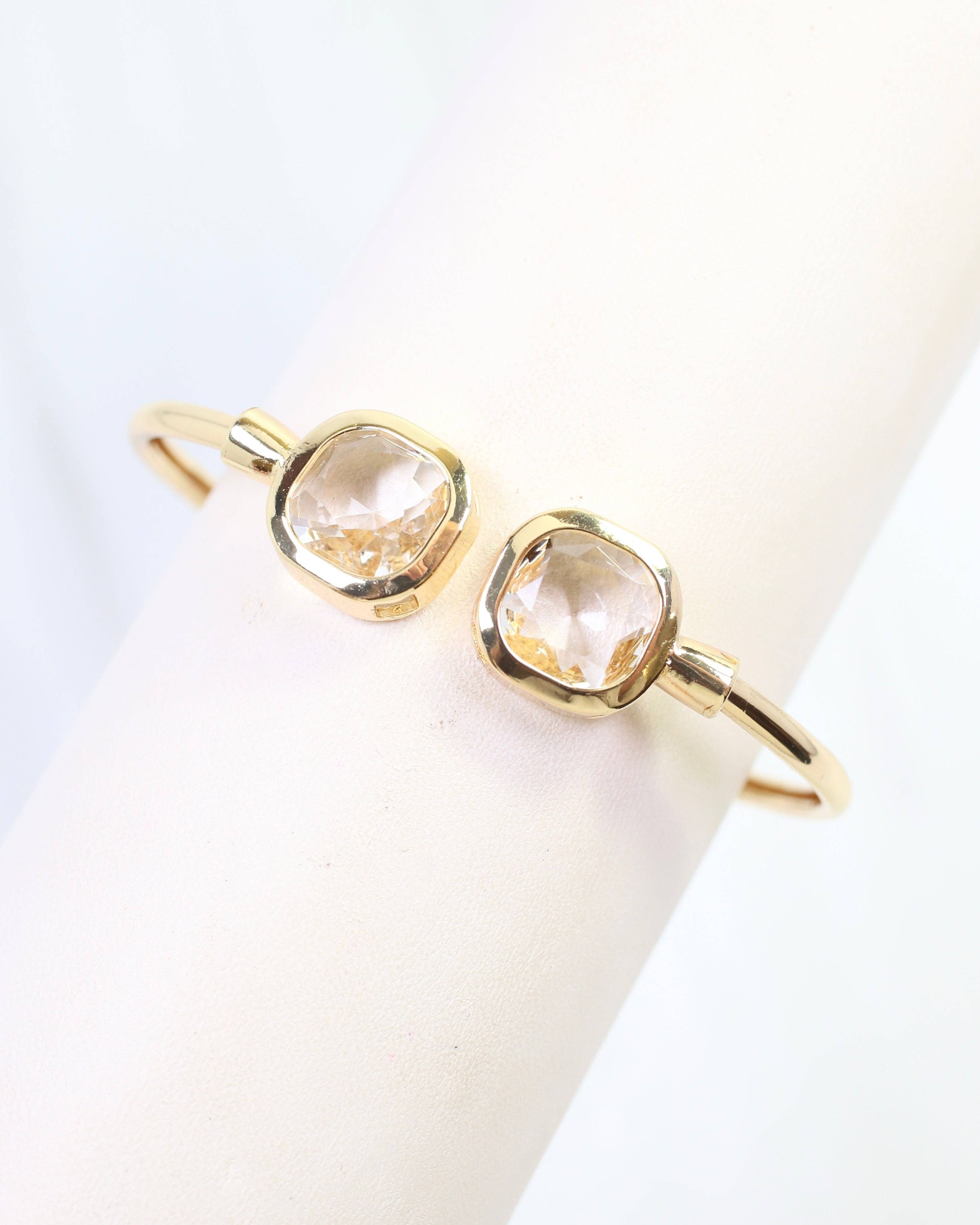 Kira Square Crystal Cuff Bracelet Clear