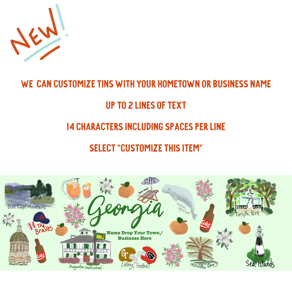 Georgia State Gift Tin | Gourmet Shortbread Cookies or Nuts