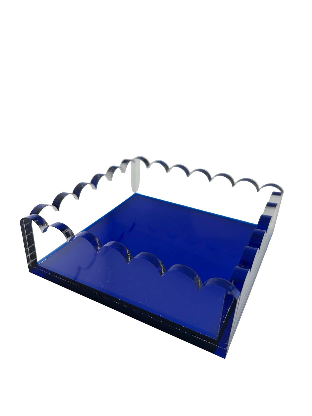 Cocktail Napkin Holder, Scalloped/Indigo