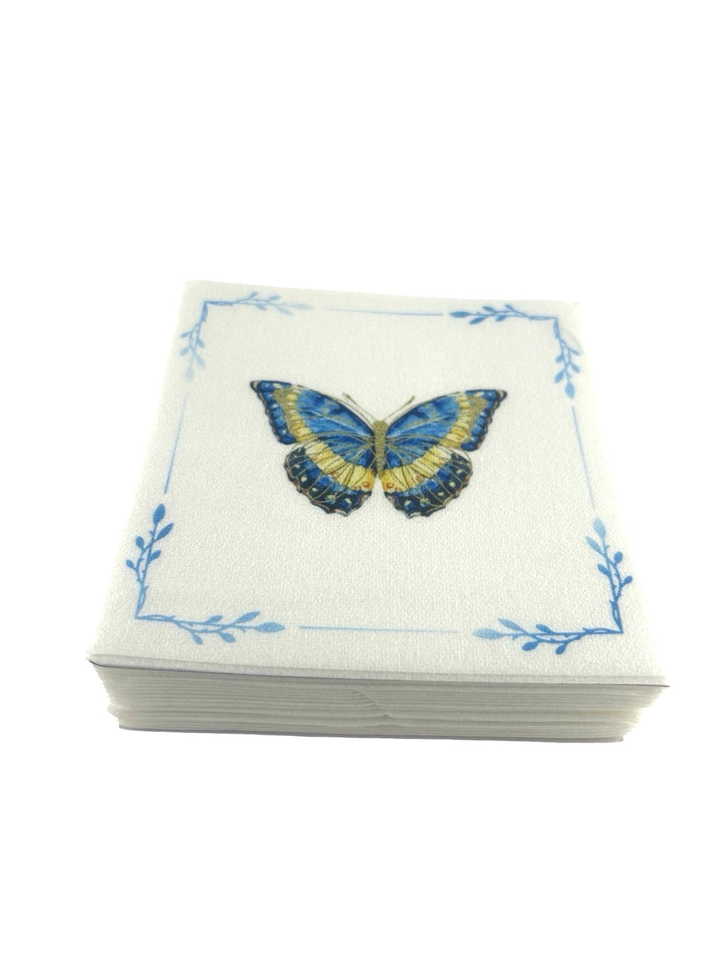 Linen-Feel Cocktail Napkins, Blue Butterfly