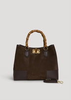 Large Handbag in Genuine Suede and Dollaro Leather