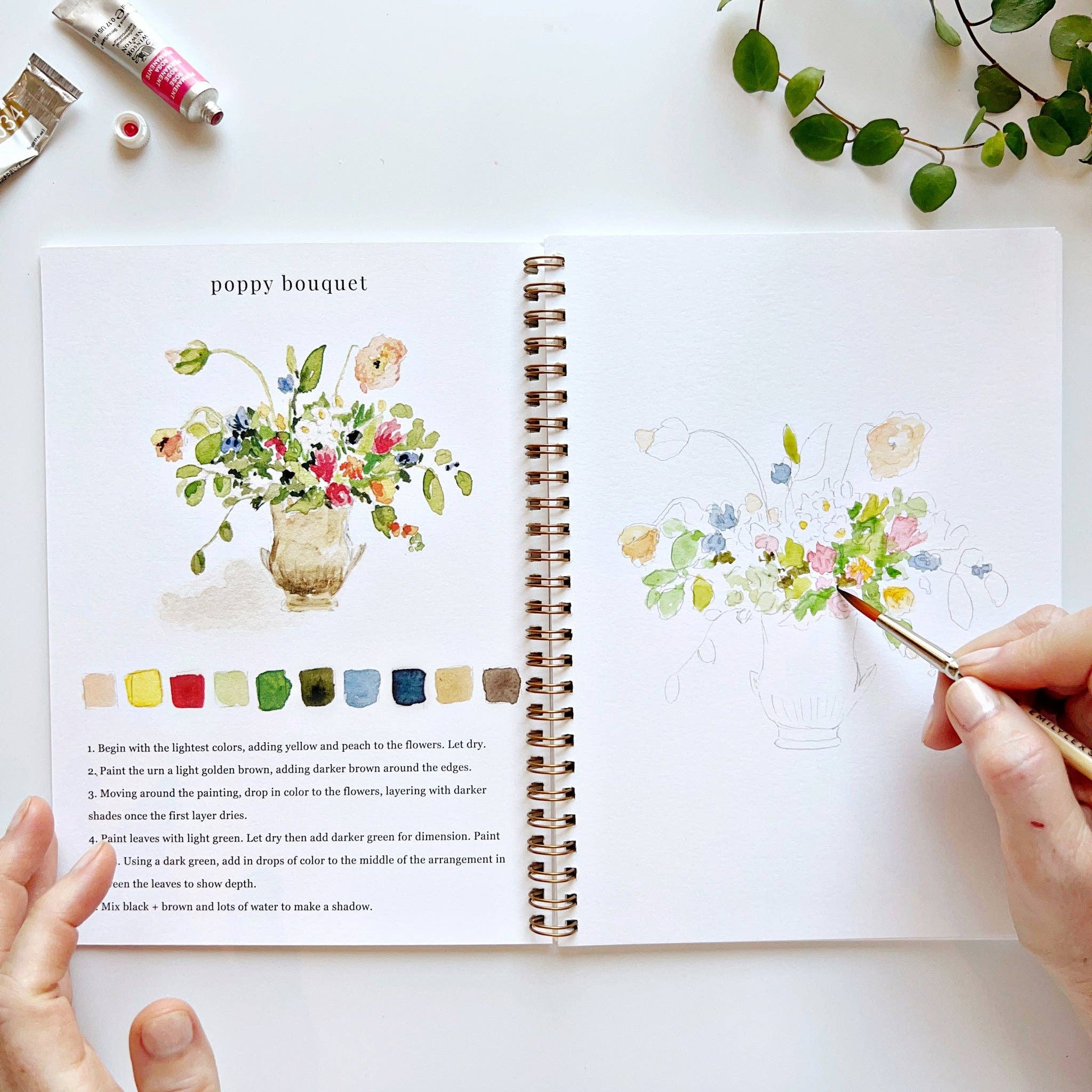 Bouquets Watercolor Workbook Set
