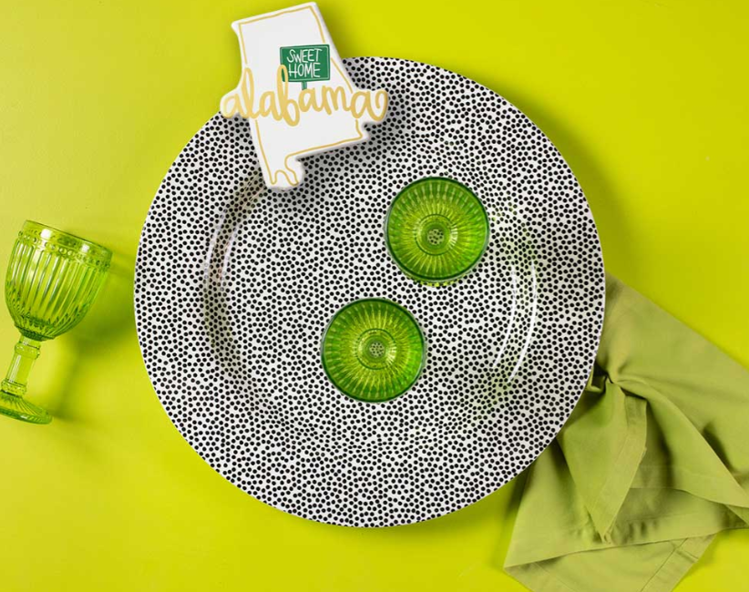 Black Small Dot Big Entertaining Round Platter