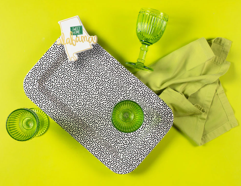 Black Small Dot Mini Entertaining Rectangle Platter