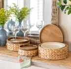 Woven Water Hyacinth Round Storage Basket Set