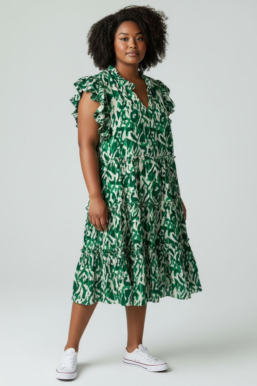 Ruffle Sleeve Dress