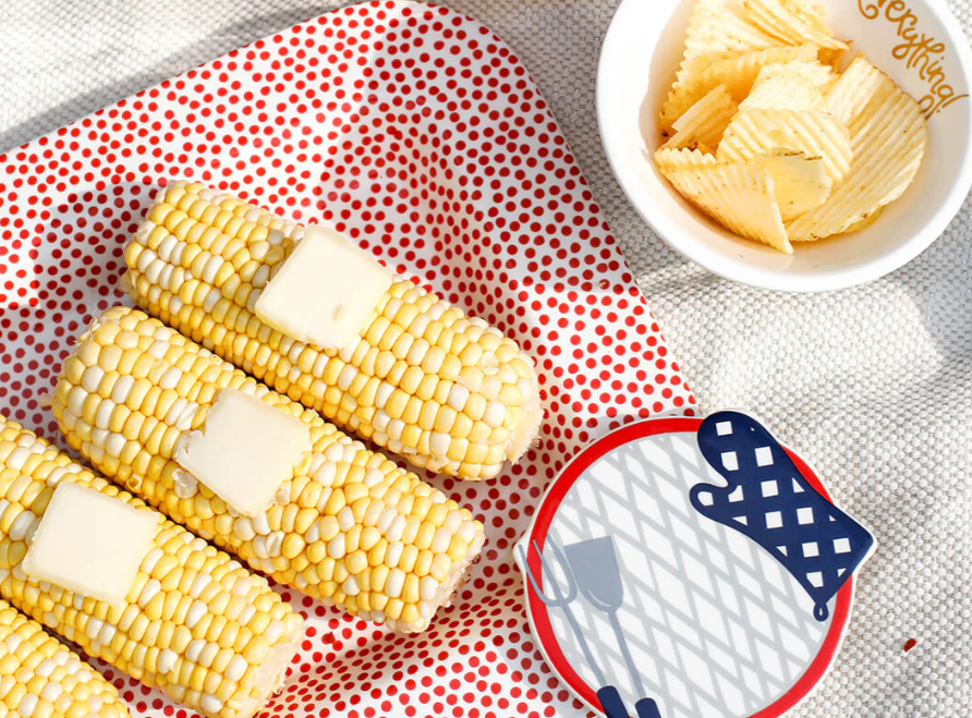 Red Small Dot Mini Entertaining Rectangle Platter