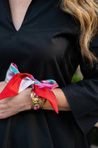 Scalloped Scarf Cuff Pink and Red
