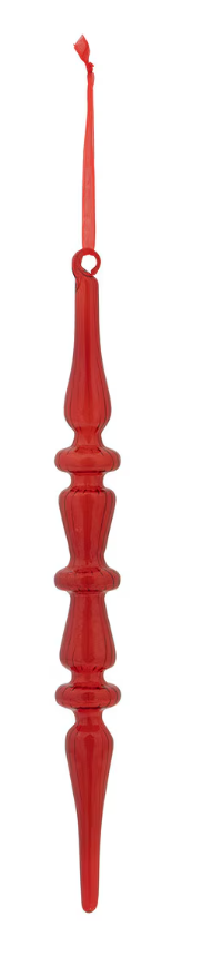 Glass Ruby Red Finial Icicle Ornament