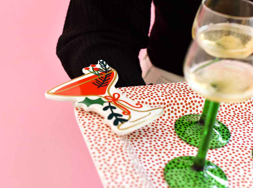 Red Small Dot Mini Entertaining Rectangle Platter