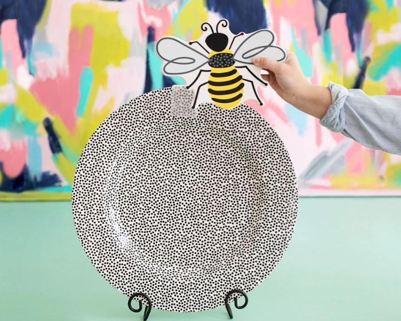 Black Small Dot Big Entertaining Round Platter