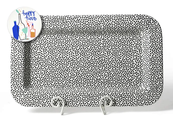 Black Small Dot Mini Entertaining Rectangle Platter