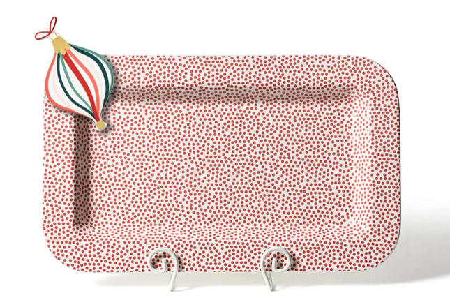 Red Small Dot Mini Entertaining Rectangle Platter