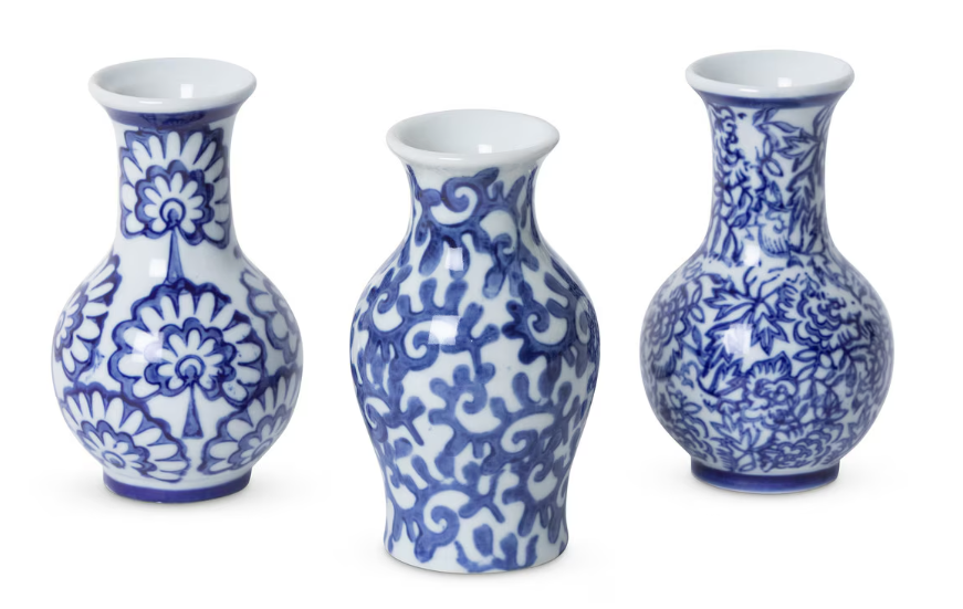 Porcelain Vine Petite Vases