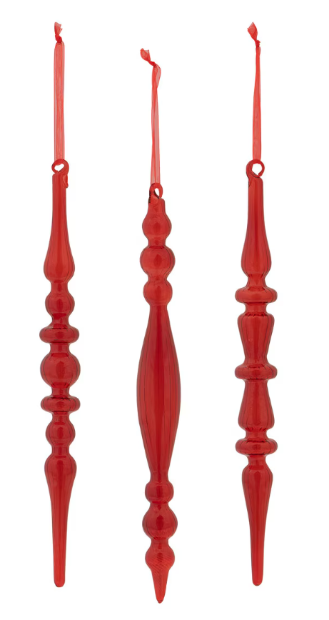 Glass Ruby Red Finial Icicle Ornament