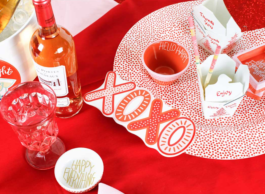 Red Small Dot Big Entertaining Round Platter
