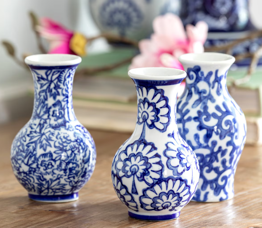 Porcelain Vine Petite Vases