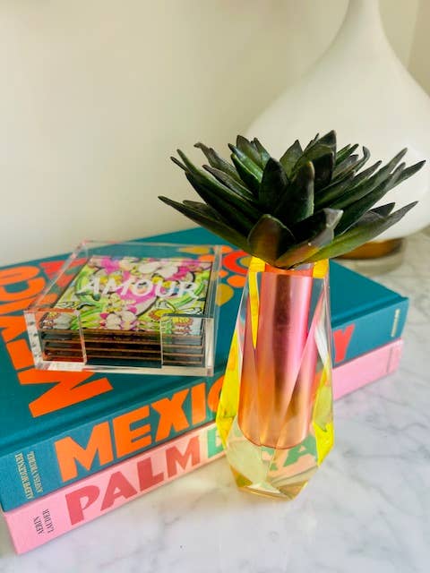 Bud Vase, Pink/Yellow