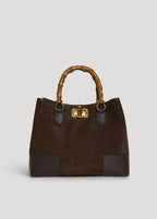 Large Handbag in Genuine Suede and Dollaro Leather