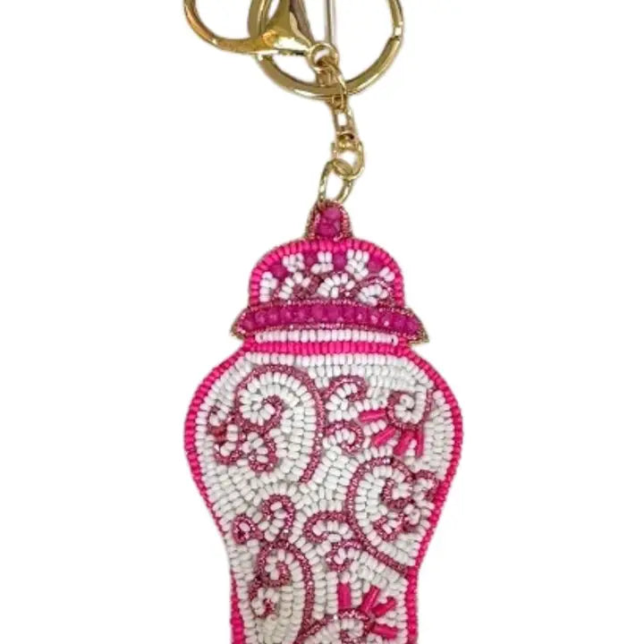 Handed Beaded keychains backed by faux leather