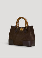 Large Handbag in Genuine Suede and Dollaro Leather