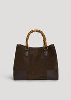 Large Handbag in Genuine Suede and Dollaro Leather