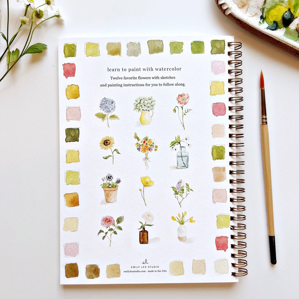 Flowers Watercolor Workbook Set