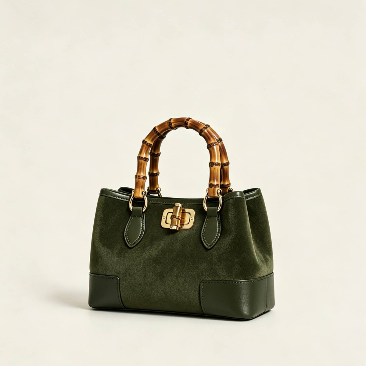 Micro Suede Bag w/ bamboo handles