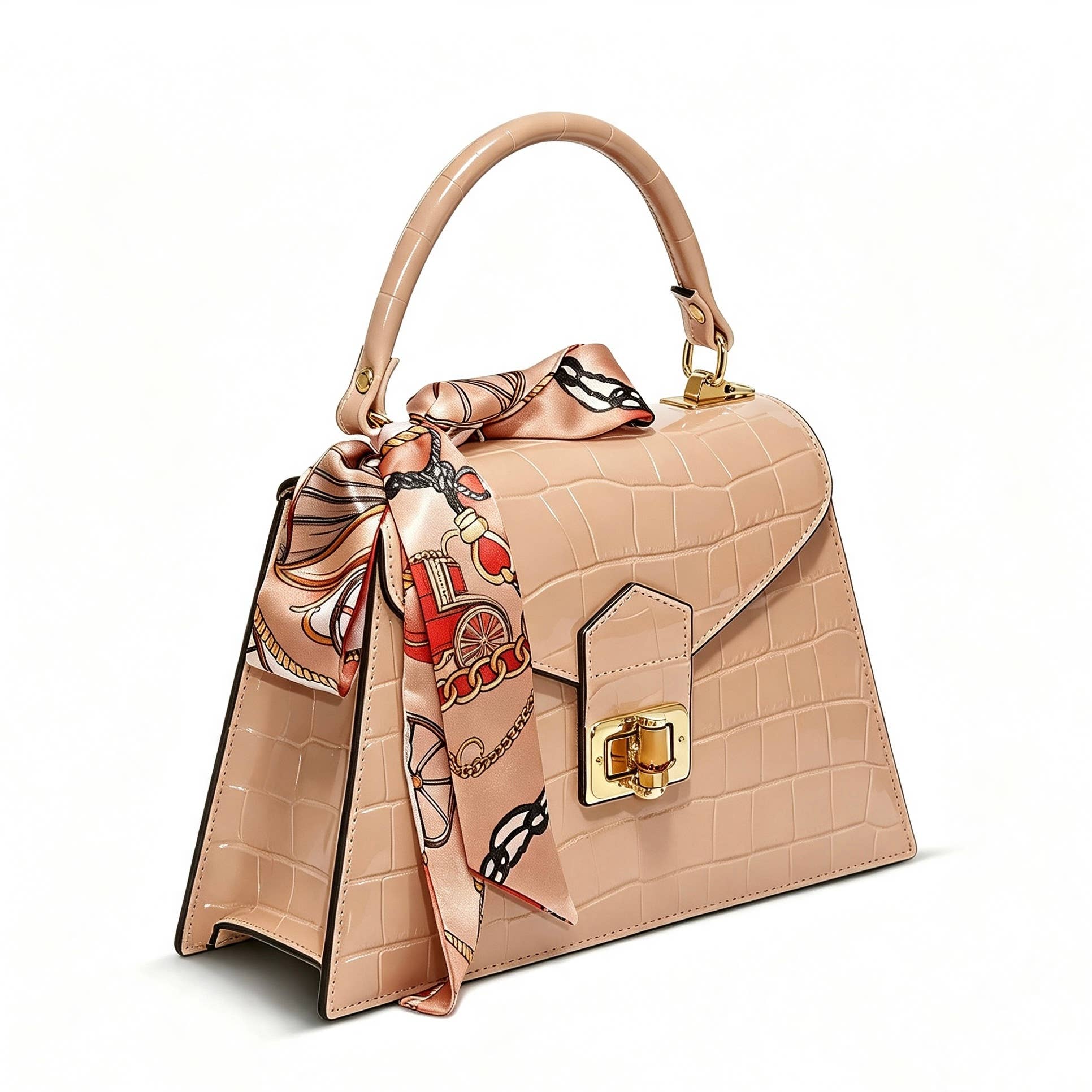 Taupe Leather Bag Made in Italy – Shoulder Strap with Gold