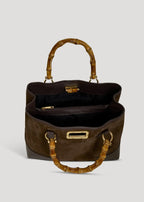 Large Handbag in Genuine Suede and Dollaro Leather