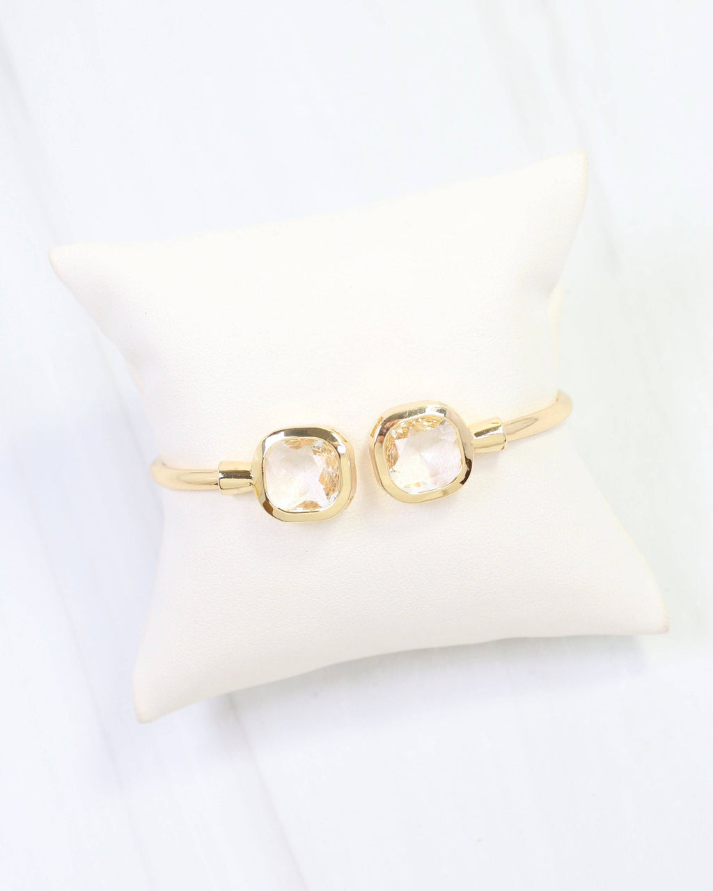 Kira Square Crystal Cuff Bracelet Clear