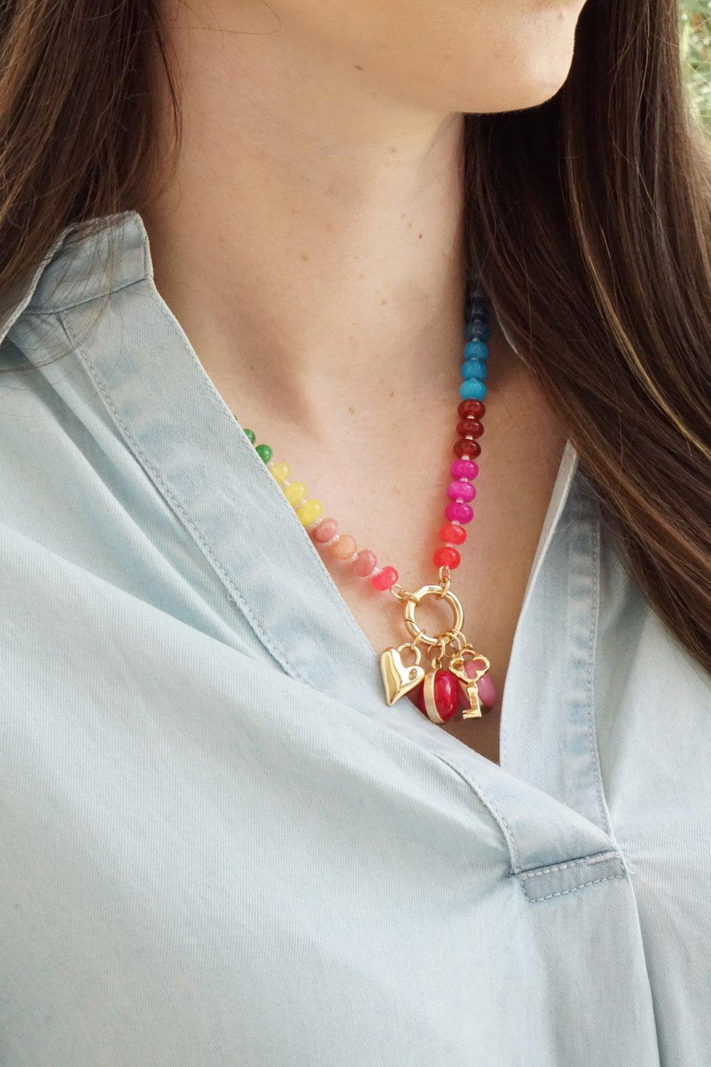 Lucy Gemstone Beaded Charm Necklace Base